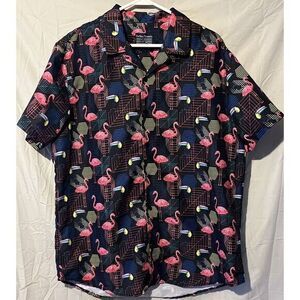 Broken Threads Addicted To Summer Flamingo Button‎ Up Great Design!! XL Size